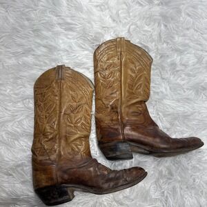 Vintage 1980s LARAMIE Hand Made Cowboy Boots Western Ranch Leather USA 1983